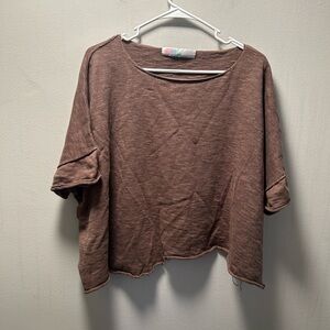 Free People Beach Brown Short Sleeve Top